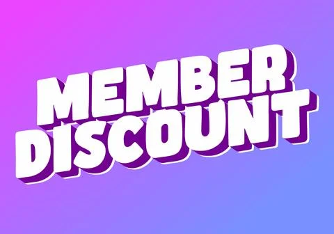 Member discount. Bold text effect for promotion design Illustrazione stock