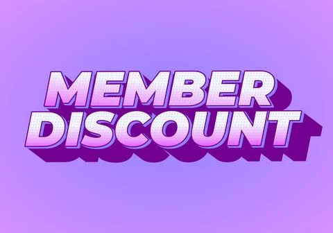 Member discount. Bold text effect for promotion design Illustrazione stock