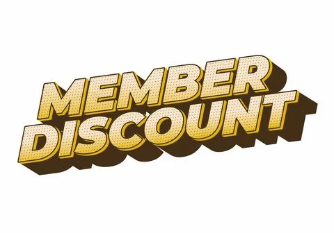 Member discount. Bold text effect for promotion design Illustrazione stock