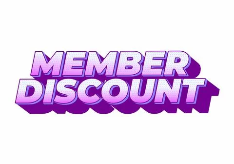 Member discount. Bold text effect for promotion design. White purple colors Stock Illustration