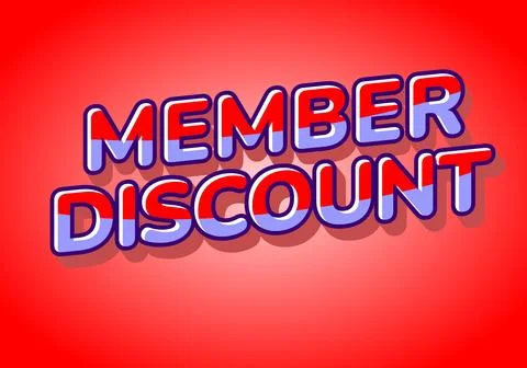 Member discount. Bold text effect for promotion design Illustrazione stock
