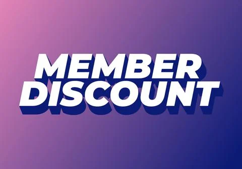 Member discount. Bold text effect for promotion design Illustrazione stock
