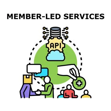 Member led services concept improving community support Stock Illustration