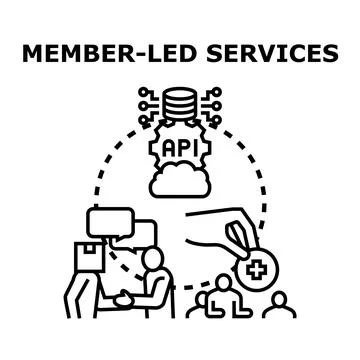 Member led services concept improving community support Ilustración de archivo