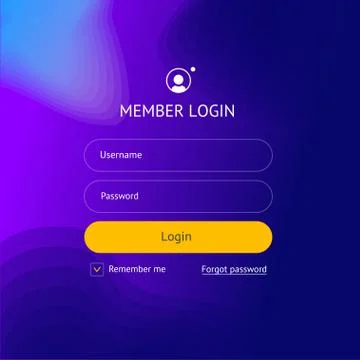 Member Login Empty Template Form Interface. Vector Ilustração Stock