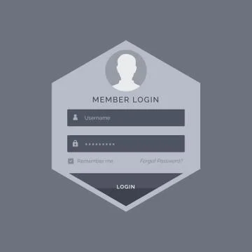 Member login form ui template design in hexagonal shape Ilustração Stock