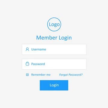 Member Login Template. For Website, Mobile, Computer, Application etc. Mode.. Illustrazione stock