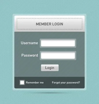 Member login website element Stock Illustration
