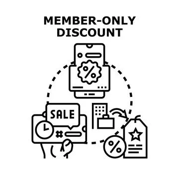 Member only discount accessing exclusive shopping benefits Stock Illustration