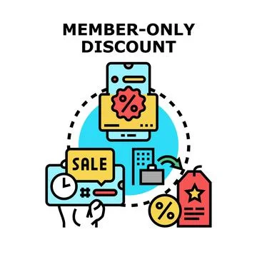 Member only discount accessing exclusive shopping benefits Stock Illustration