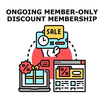 Member only discount program offering exclusive benefits Stock Illustration