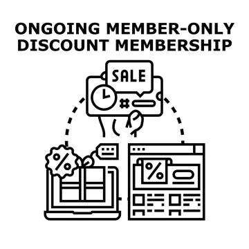 Member only discount program offering exclusive benefits Ilustración de archivo