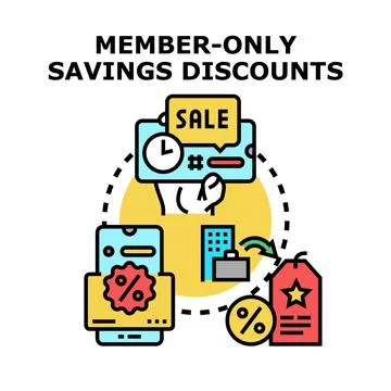 Member only savings discounts program concept Stockillustratie