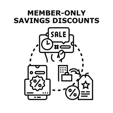 Member only savings discounts program concept Stock Illustration