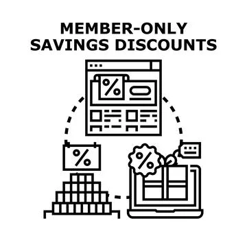 Member only savings discounts program concept Stock Illustration