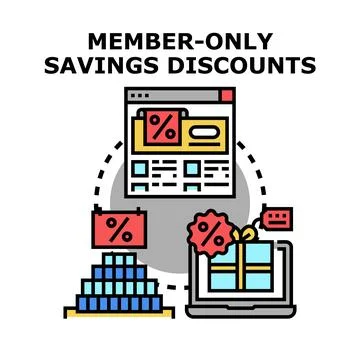 Member only savings discounts program concept Stock Illustration