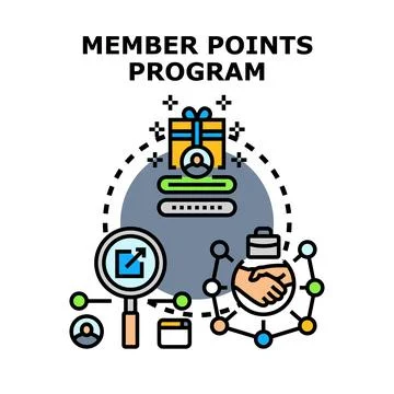 Member points program offering loyalty rewards and partnership Stockillustratie