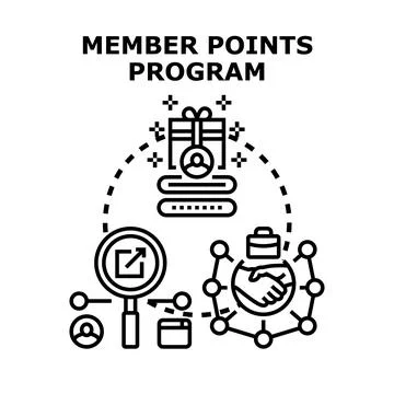 Member points program offering loyalty rewards and partnership Stock Illustration