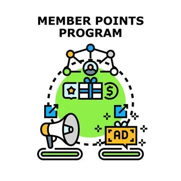 Member points program receiving loyalty rewards and benefits Stock Illustration