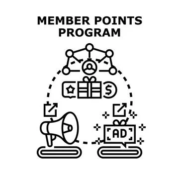 Member points program receiving loyalty rewards and benefits Stock Illustration