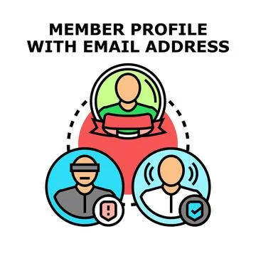 Member profile management concept with email address verification 스톡 일러스트