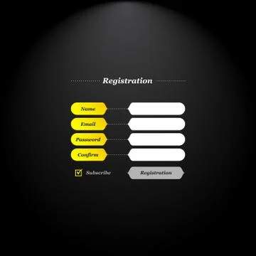 Member registration form with trendy fields and buttons shapes Stock Illustration