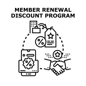 Member renewal discount program concept vector icon Illustration