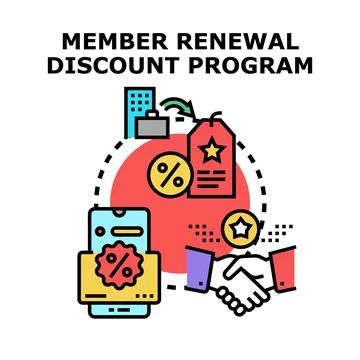 Member renewal discount program concept vector icon Stock Illustration