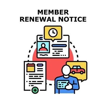 Member renewal notice process and documentation concept Stock Illustration