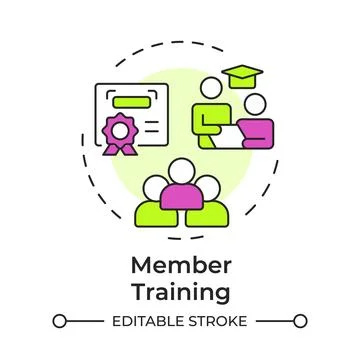Member training multi color concept icon Stock Illustration