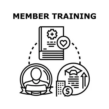 Member training program improving skills and service quality Stock Illustration