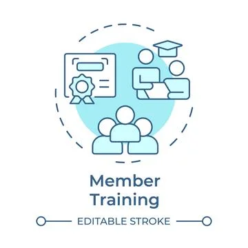 Member training soft blue concept icon Stock Illustration