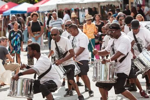Members Of Adult Drum Group Perform At Atlanta Festival Stock Photos
