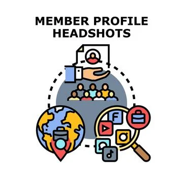 Members creating professional online profiles and finding connections globall Stock Illustration