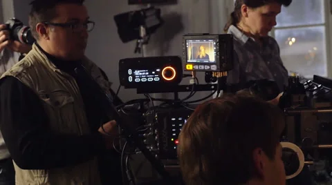 Members of crew during film shooting Stock Footage 51860809