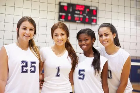 Members Of Female High School Sports Team Stock Photos