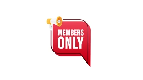 Members only animated label with megaphone icon Stock Footage 337967287