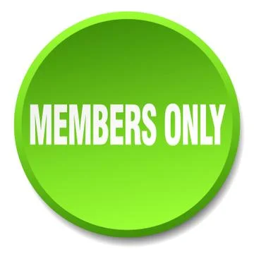 Members only green round flat isolated push button Stock Illustration