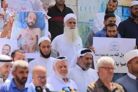 Members of the Palestine Scholars Association take part in a protest in so... Stock Photos