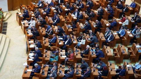 Members of Parliament voting in Plenum, Chamber of Deputies and Senate. Vídeo Stock 134036432