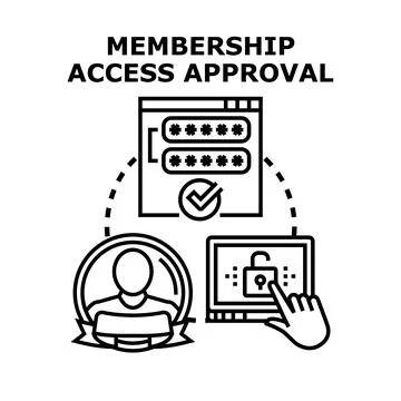 Membership access approval process for online authentication Stock Illustration