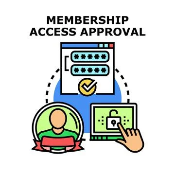 Membership access approval process for online authentication Stock Illustration