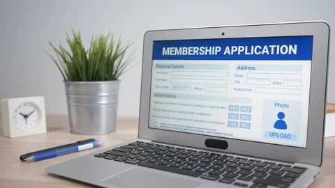 Membership Application Form Online Concept on Laptop Computer Screen Stock Footage 86864849