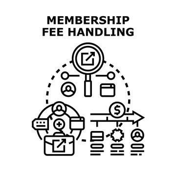 Membership fee handling process transaction management concept Stock Illustration