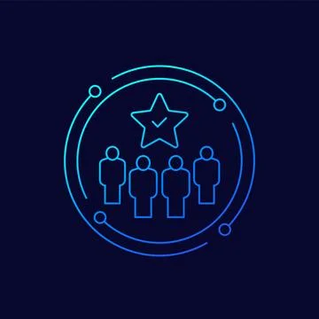 Membership icon with customers, linear design Stock Illustration