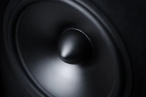 Membrane sound speaker on black background, close up Stock Photos