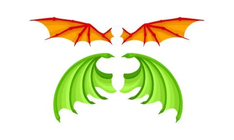 Membranous Wings of Different Flying Creature Vector Set Stock Illustration