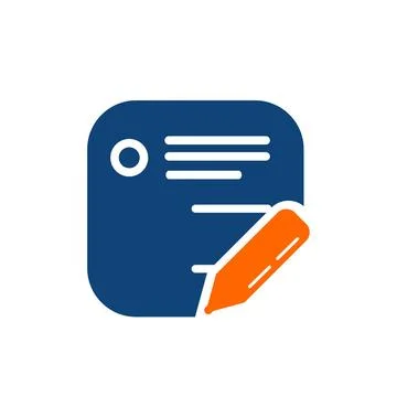 Memo and pen button application icon and logo vector Stock Illustration
