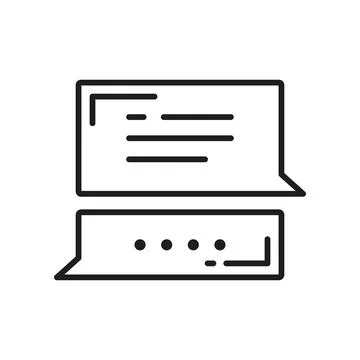 Memo chatbox bubble, outline message box frame Illustrazione stock