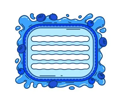 Memo note frame, kids paper sticker with blueberry Stock Illustration